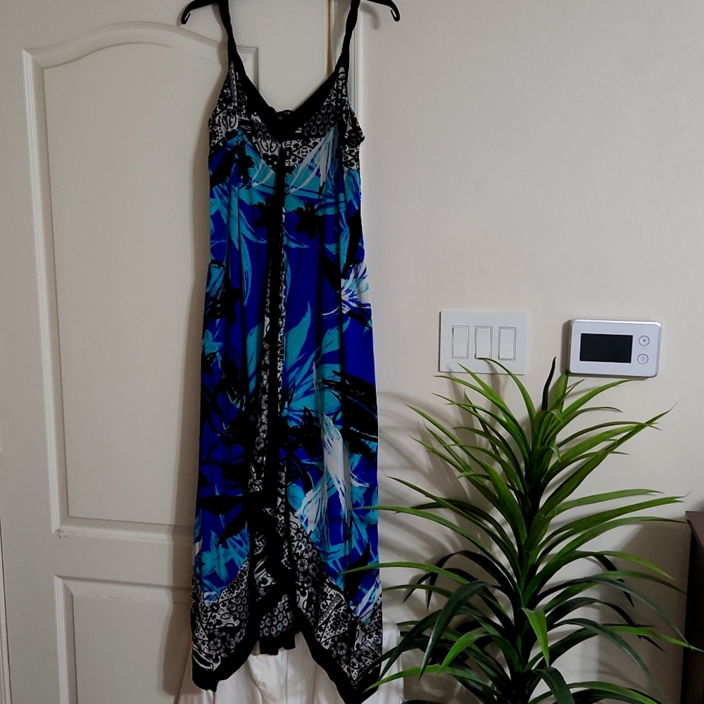 A beautiful sleeveless black, blue, and gray maxi dress by style&co. size L $18.
